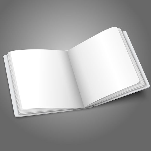 Libro abierto en blanco o álbum de fotos para sus mensajes, conceptos de diseño, fotos, etc.