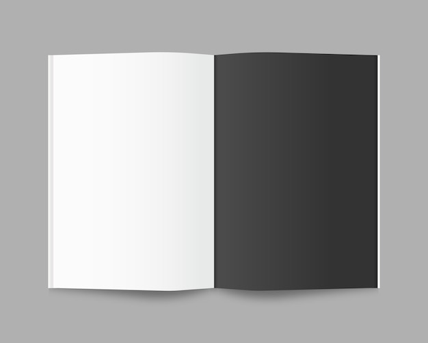 Libro abierto en blanco, revista y cuaderno con sombras suaves. aislado. diseño de plantilla ilustración realista