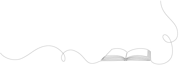 Libro abierto con bombilla y pluma brillantes en una línea continua Símbolo de educación lectura y escritura en un estilo de línea Ilustración editable vectorial