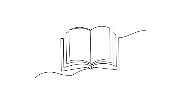 libro abierto dibujo continuo de una línea