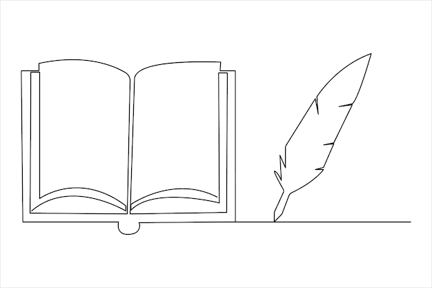 Libro abierto dibujo de una sola línea de icono de vector plano de contorno aislado