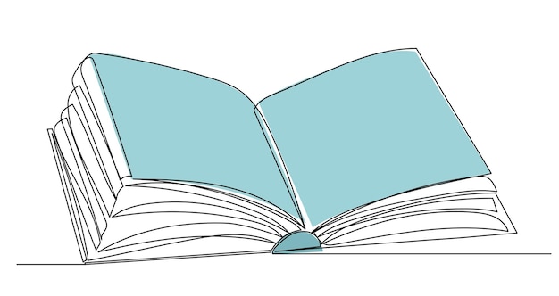 Libro abierto dibujo por un vector aislado de línea continua