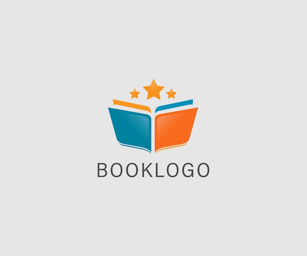 Libro abierto con diseño de logotipo de elemento estrella para la educación de la biblioteca del editor de la empresa de librería