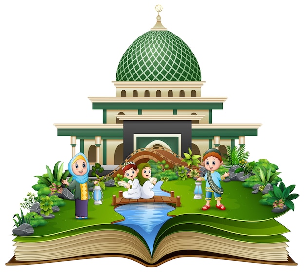 Libro abierto con familia musulmana