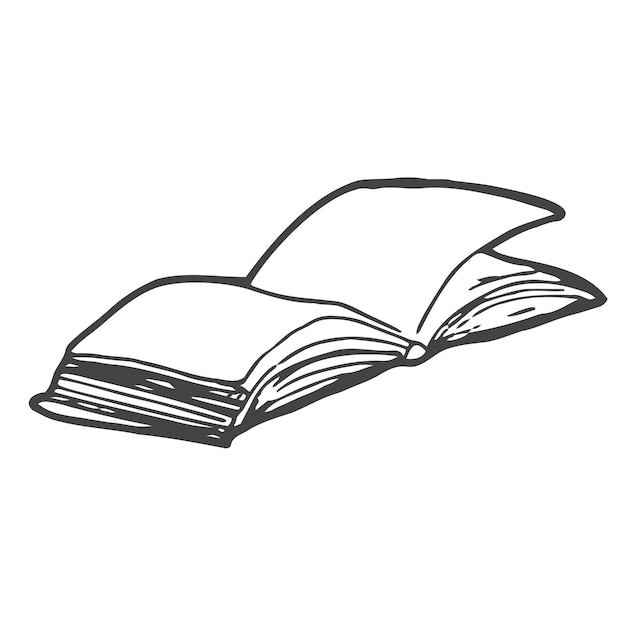 libro abierto en fondo blanco estilo de dibujo de línea diseño vectorial en línea