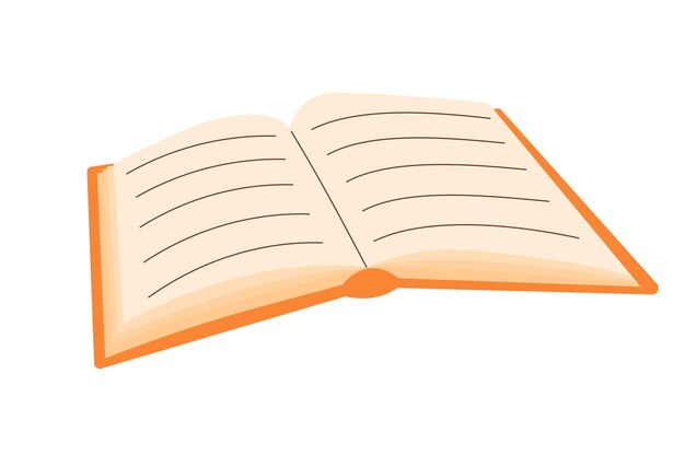 Libro abierto con hojas de papel alineadas vacías Ilustración vectorial aislada sobre fondo blanco