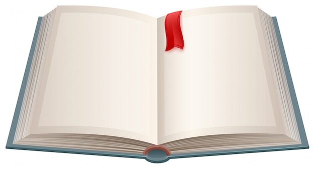 Vector libro abierto con hojas vacías y marcador rojo