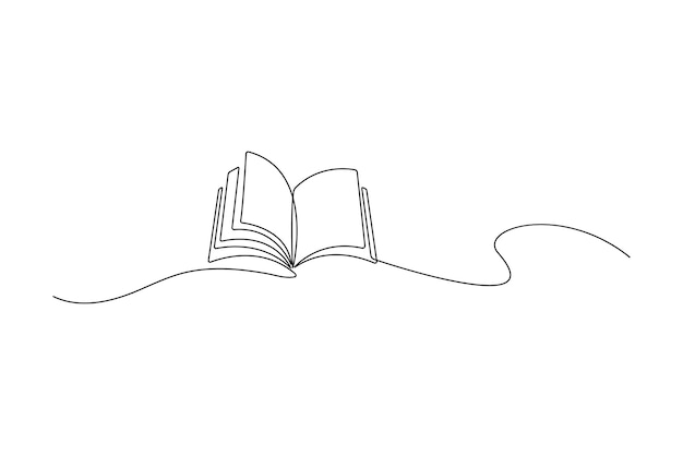 Libro abierto Línea Arte línea continua