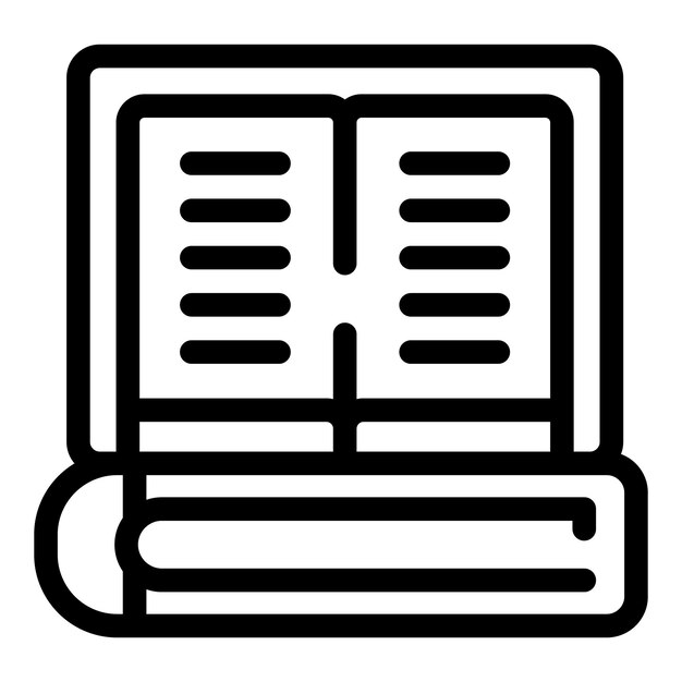 Libro abierto con líneas de texto para el icono de conocimiento y educación