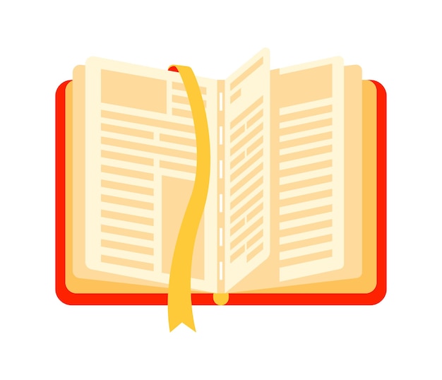 Libro abierto con marcador amarillo que muestra páginas con texto y líneas