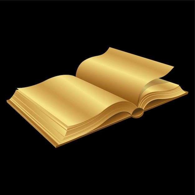 Libro abierto de oro sobre un fondo negro