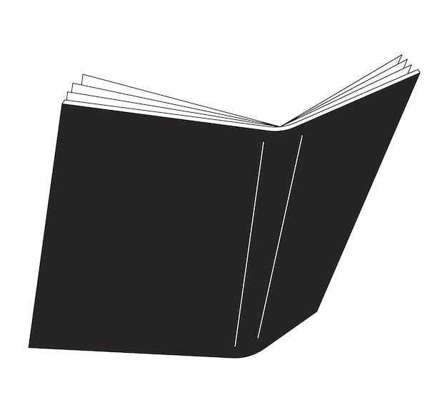 Libro abierto plano monocromo objeto vectorial aislado Lectura Educación Dibujo de arte lineal en blanco y negro editable Ilustración de punto de contorno simple para diseño gráfico web