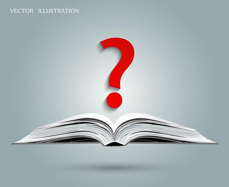 Vector libro abierto y un signo de interrogación