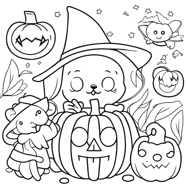 libro de actividades de coloreo de halloween para niños de 4 a 12 años ilustración vectorial arte de línea