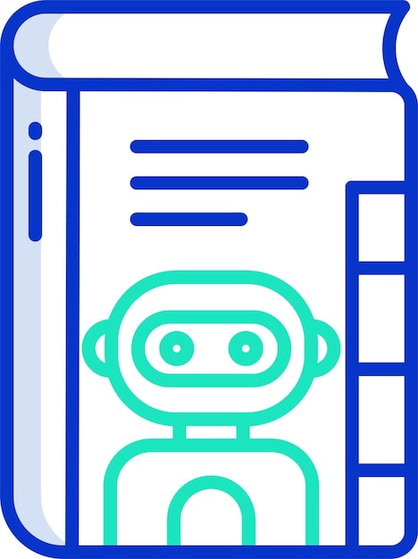 Un libro de aprendizaje con un contorno sólido y una ilustración vectorial en color