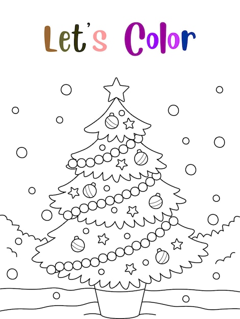 Libro de árbol de Navidad Libro de árbol de Navidad para niños Árbol de Navidad Vector Árbol de Navidad Libro de línea de arte