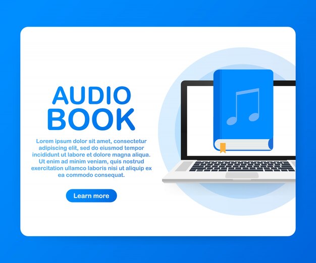 Vector libro de audio de concepto para página web, banner, redes sociales.