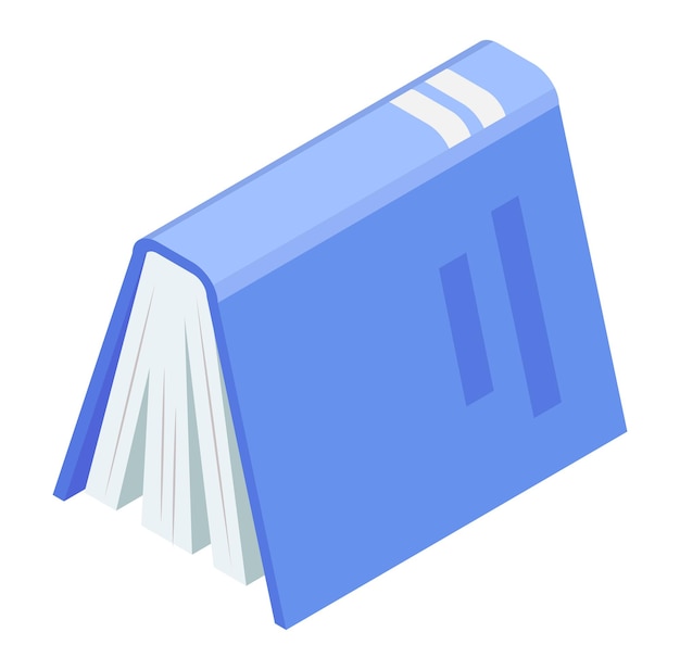Libro azul de pie aislado sobre fondo blanco vector de concepto de educación y conocimiento