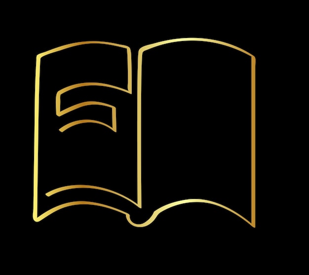 Libro de bocetos dorado dorado vectorial simple arte de una sola línea continua