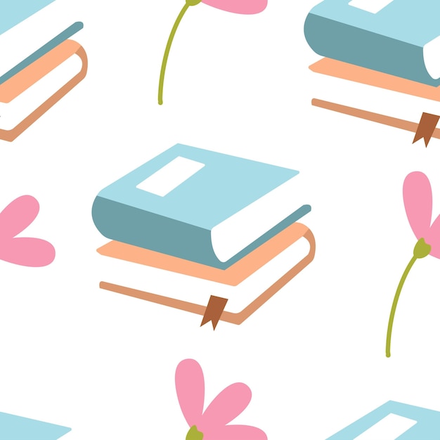 Libro bonito dibujado a mano patrón sin costuras de regreso a la escuela adecuado para su uso para papel tapiz telón de fondo envoltura telas de papel embalaje textil, etc.
