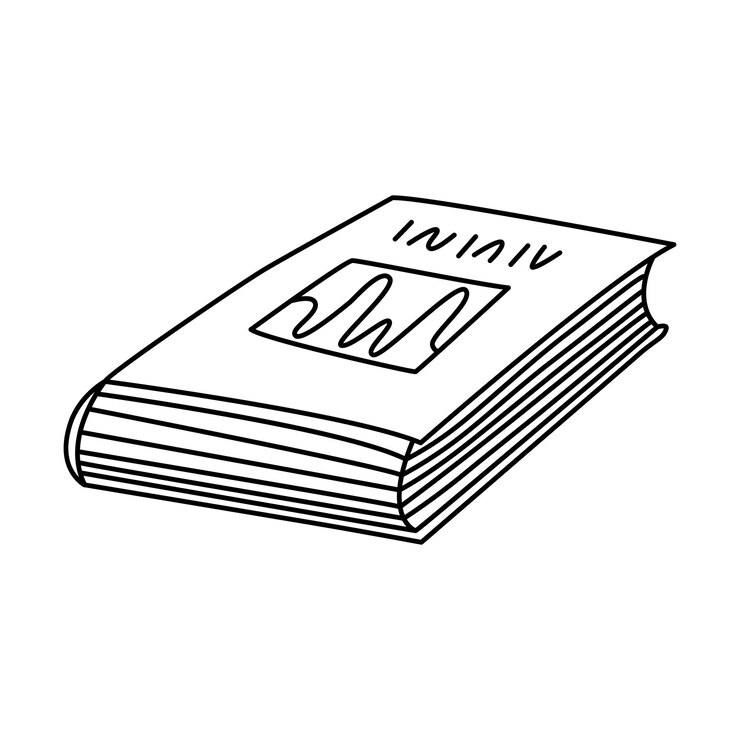 Vector libro cerrado doodle dibujado a mano ilustración vectorial contorno negro