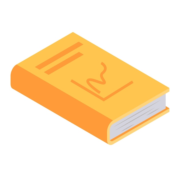Libro cerrado isométrico con cubierta naranja y material de lectura isométrico de objeto educativo marcador
