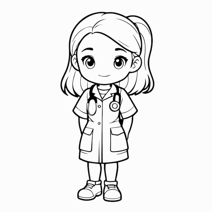Vector el libro de colorear de la adorable doctora