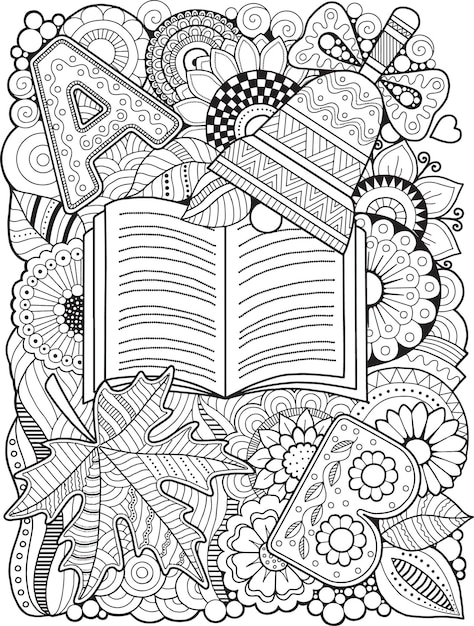 Libro de colorear para adultos. flores de fantasía doodle sobre un fondo blanco