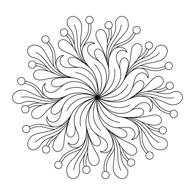 LIBRO PARA COLOREAR PARA ADULTOS CON UNA MANDALA PLANTA REDONDA SOBRE UN FONDO BLANCO EN VECTOR