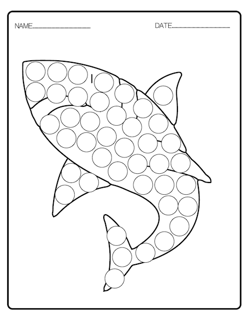 Libro para colorear de animales del océano, actividad de marcadores de puntos para niños.