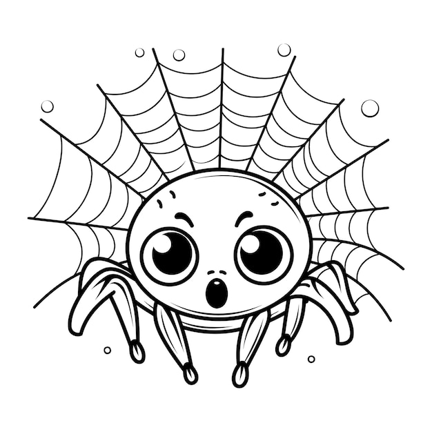 Vector libro para colorear de araña para niños ilustración en blanco y negro