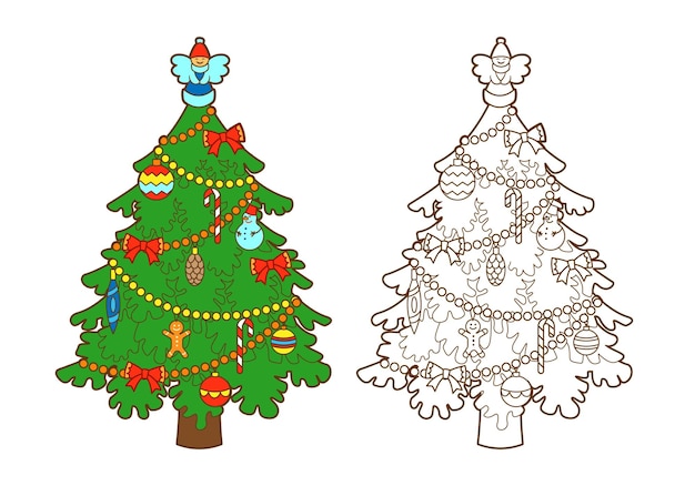 Vectores e ilustraciones de Arbol navidad colorear para descargar gratis |  Freepik