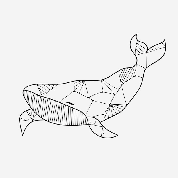 Vector libro para colorear de ballenas para adultos ilustración vectorial - estilo de línea - blanco y negro