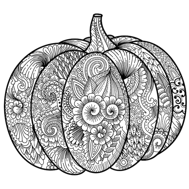 Libro para colorear de calabaza de halloween para adultos ilustración vectorial antiestrés para colorear para adultos