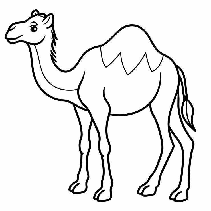 Vector libro de colorear camello lindo con trazo de contorno