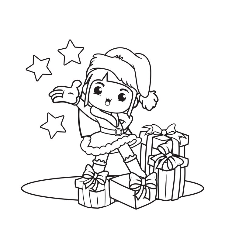 Vector libro para colorear con caracther de navidad linda chica