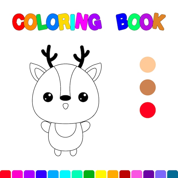 Libro para colorear con un ciervoPágina para colorear para niñosJuegos educativos para niños en edad preescolar Hoja de trabajo