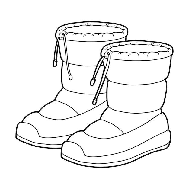 Libro para colorear colección de zapatos de dibujos animados botas de nieve  impermeables | Vector Premium