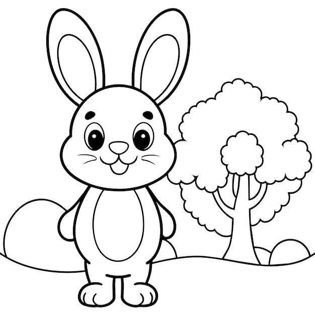 libro de colorear conejo lindo vector 1