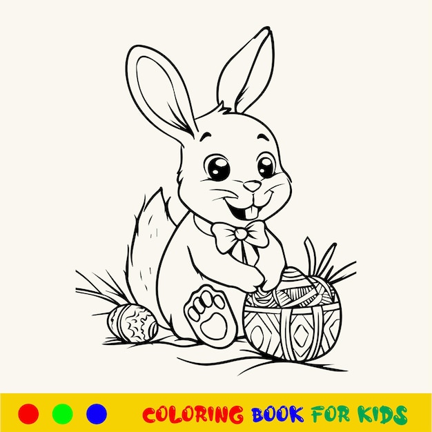 Libro de colorear de conejo de pascua dibujado a mano para niños lindos