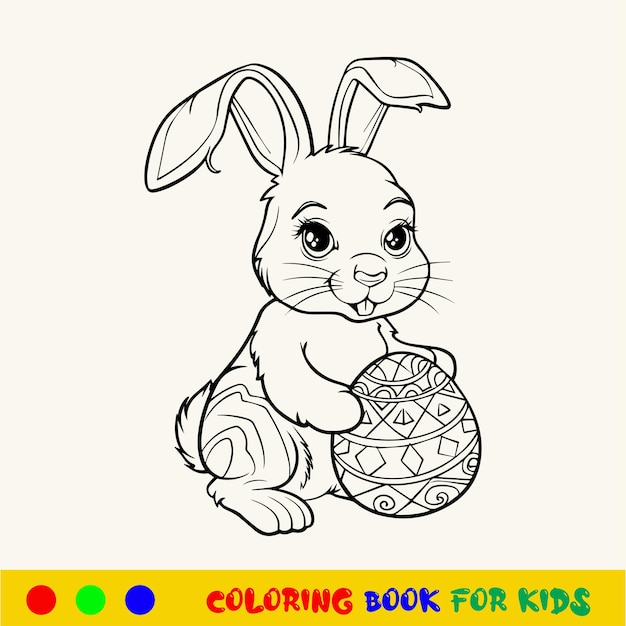 Libro de colorear de conejo de Pascua dibujado a mano para niños lindos