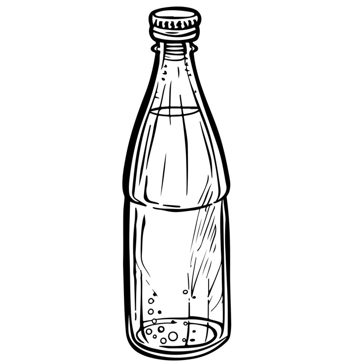Vector libro de colorear dibujado a mano esbozo de botella ilustración vectorial para niños