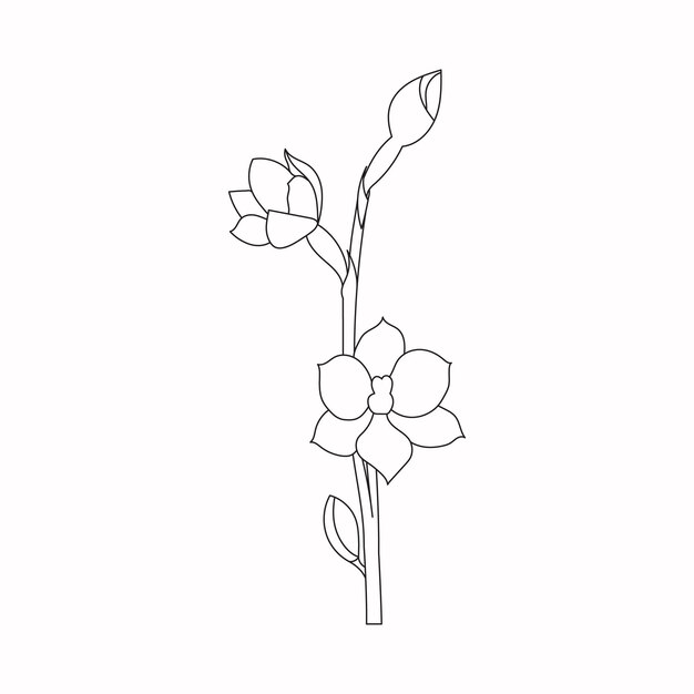 Libro para colorear Dibujado a mano Niños en blanco y negro Flores