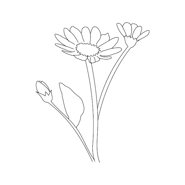 Libro para colorear Dibujado a mano Niños en blanco y negro Flores