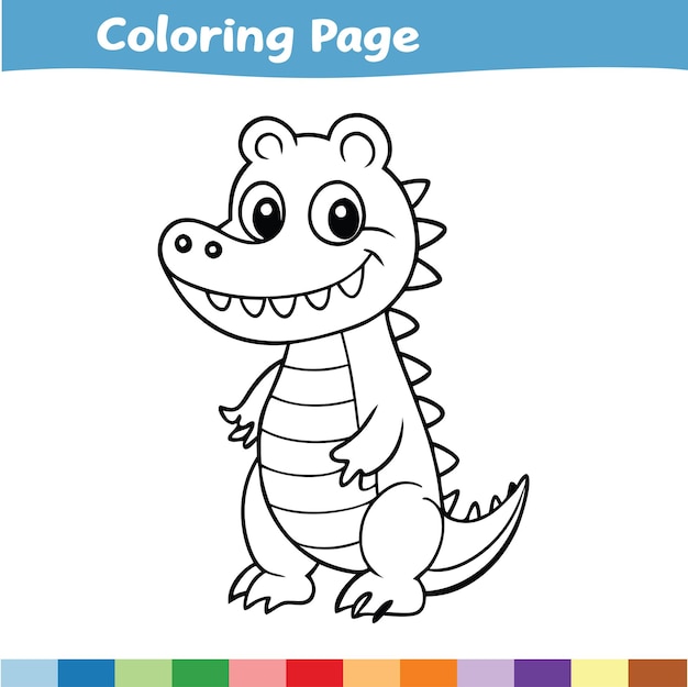 El libro de colorear de dibujos animados de cocodrilo