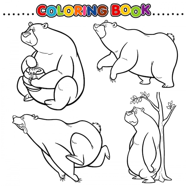 Libro para colorear de dibujos animados - oso