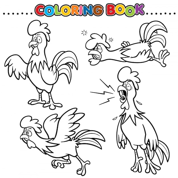 Libro para colorear de dibujos animados - pollo