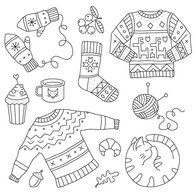 Libro para colorear Diseño de arte de línea para adultos o niños página para colorear Concepto de higiene de estado de ánimo acogedor Antiestrés relajarse Estilo Doodle Ilustración de stock vectorial