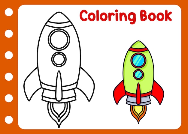 Libro para colorear para la diversión del juego de niños con cohetes