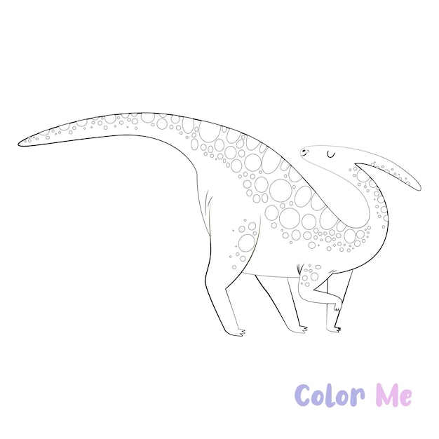 Libro para colorear esbozo dibujado a mano en blanco y negro de las especies de dinosaurios